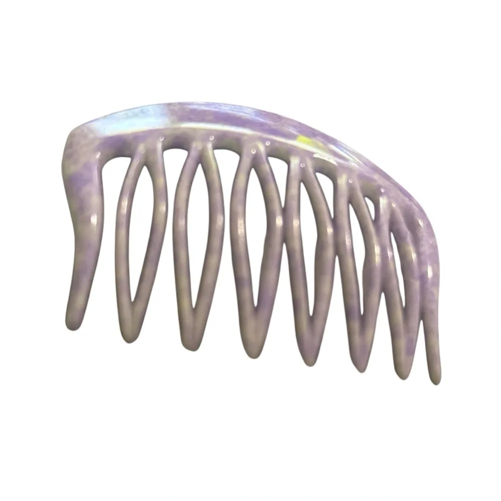 Gorgeous 1970’s French Hair Comb in Marbled Purple , Made in Paris, Unworn  2.5”